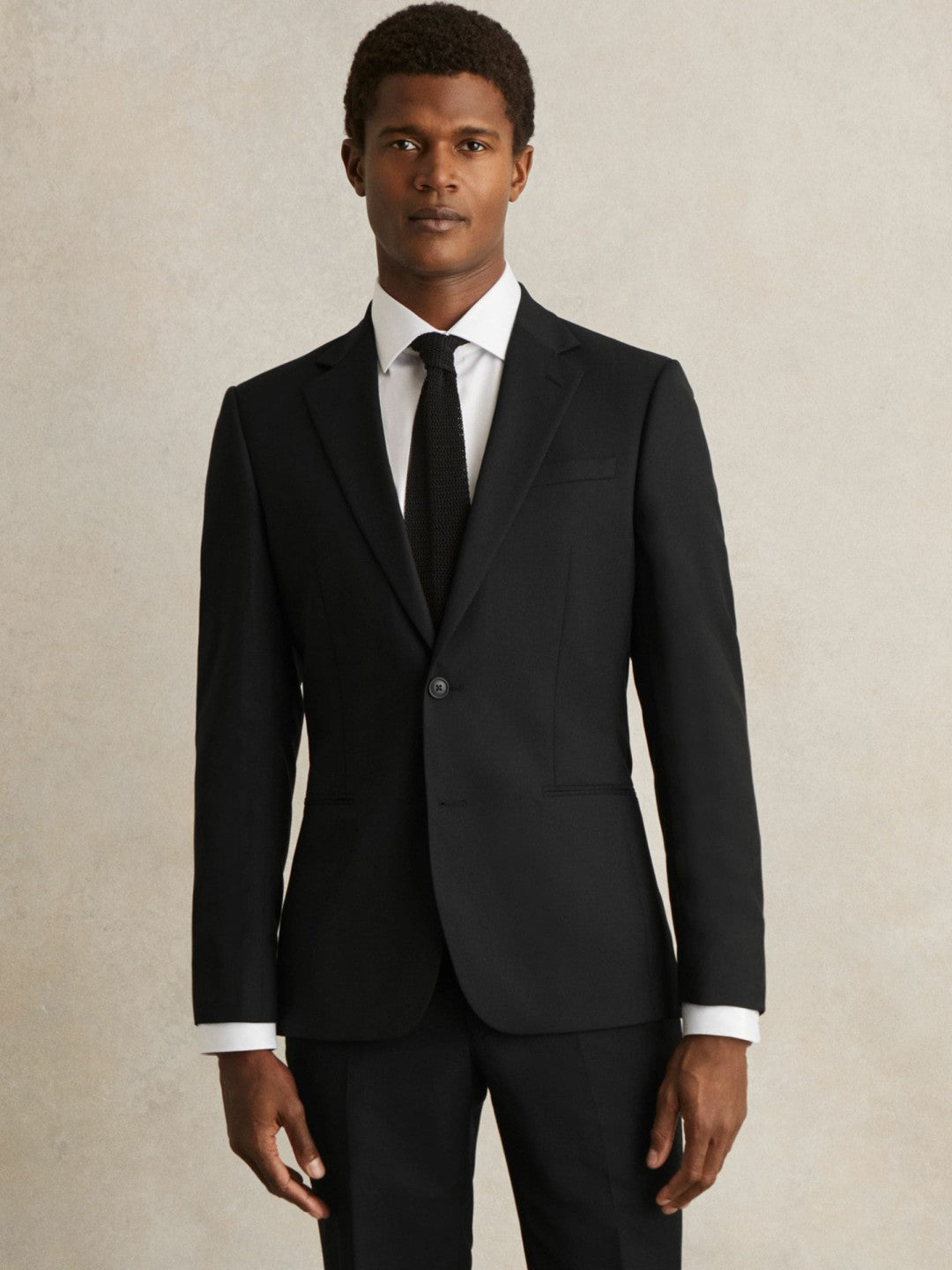 Wool-Blend Single-Breasted Suit Jacket Slim-Fit in Black | Reiss Men Trending