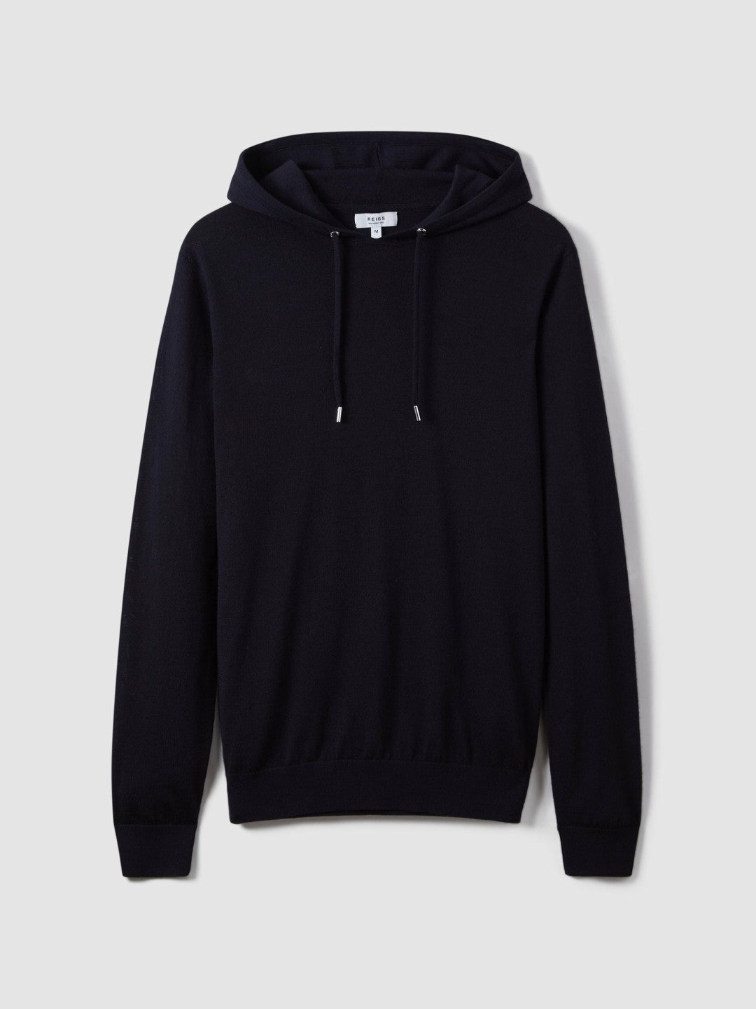 Merino Wool Drawstring Hoodie in Navy | Reiss Men Signature