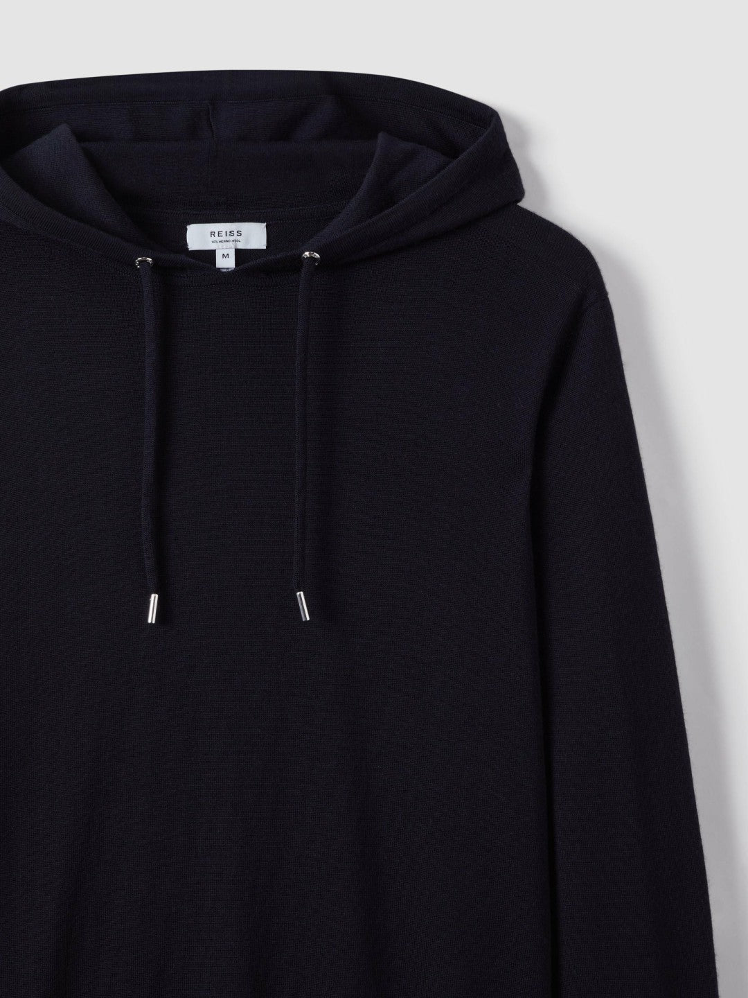 Merino Wool Drawstring Hoodie in Navy | Reiss Men Signature