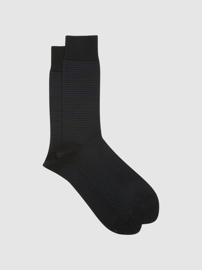 Striped Socks in Black/Navy | Reiss Men Recommended