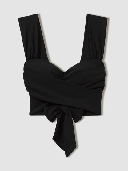 Wrap Design Bikini Top in Black | Reiss Women Featured