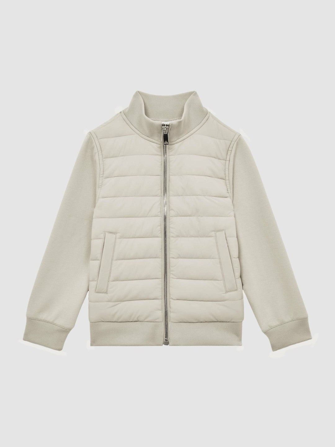 3-9 yrs Funnel Neck Quilted Hybrid Jacket in Stone | Reiss Children & Baby Exclusive