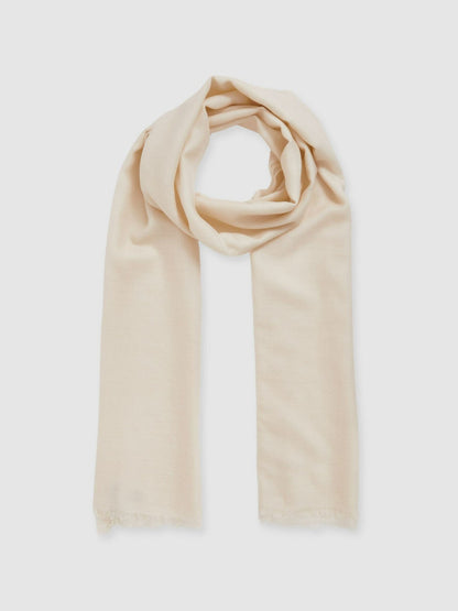 Wool-Cashmere Lightweight Scarf in Off White | Reiss Women Exclusive