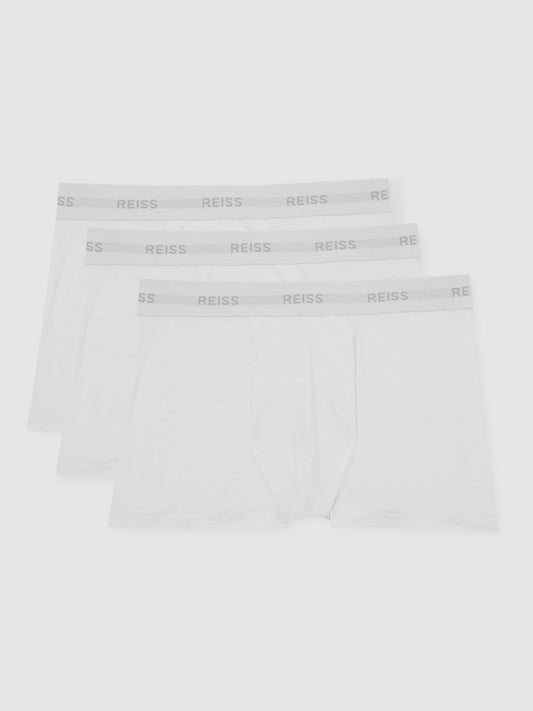Three Pack Cotton Boxers in White | Reiss Men New