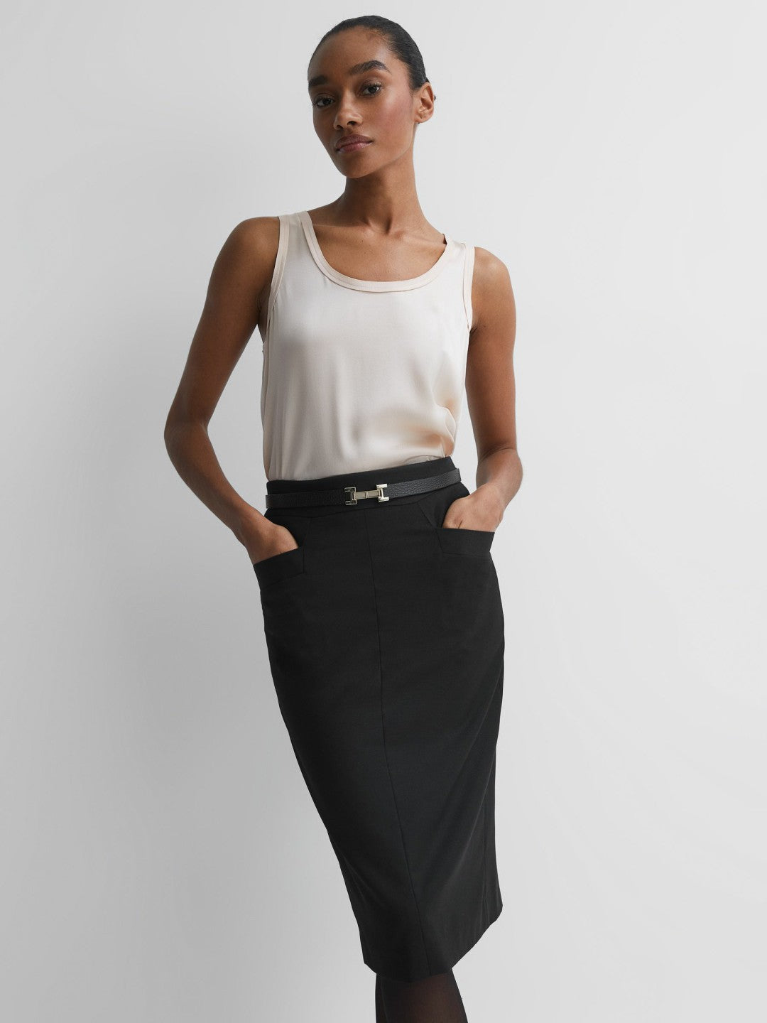 Petite Tailored Pencil Skirt in Black | Reiss Women Best Seller