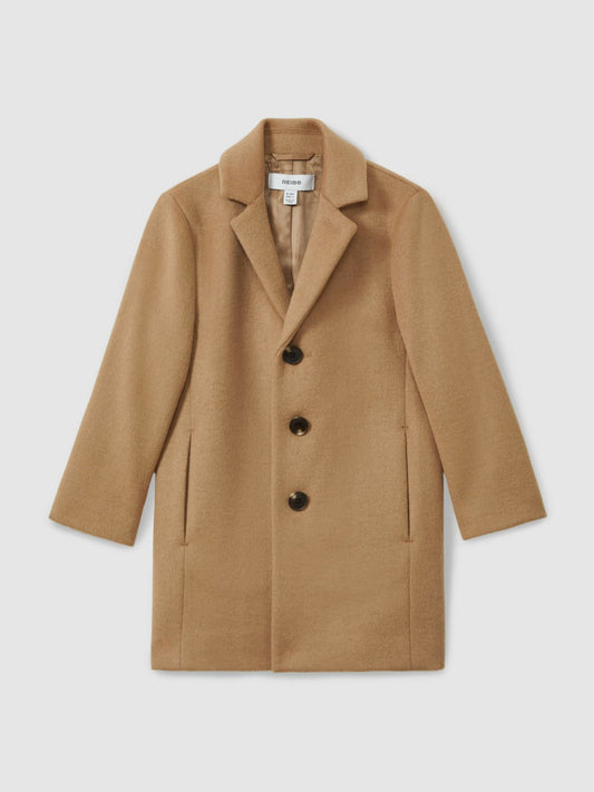 13-14 yrs Single Breasted Overcoat in Camel | Reiss Children & Baby Trending