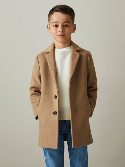 13-14 yrs Single Breasted Overcoat in Camel | Reiss Children & Baby Trending