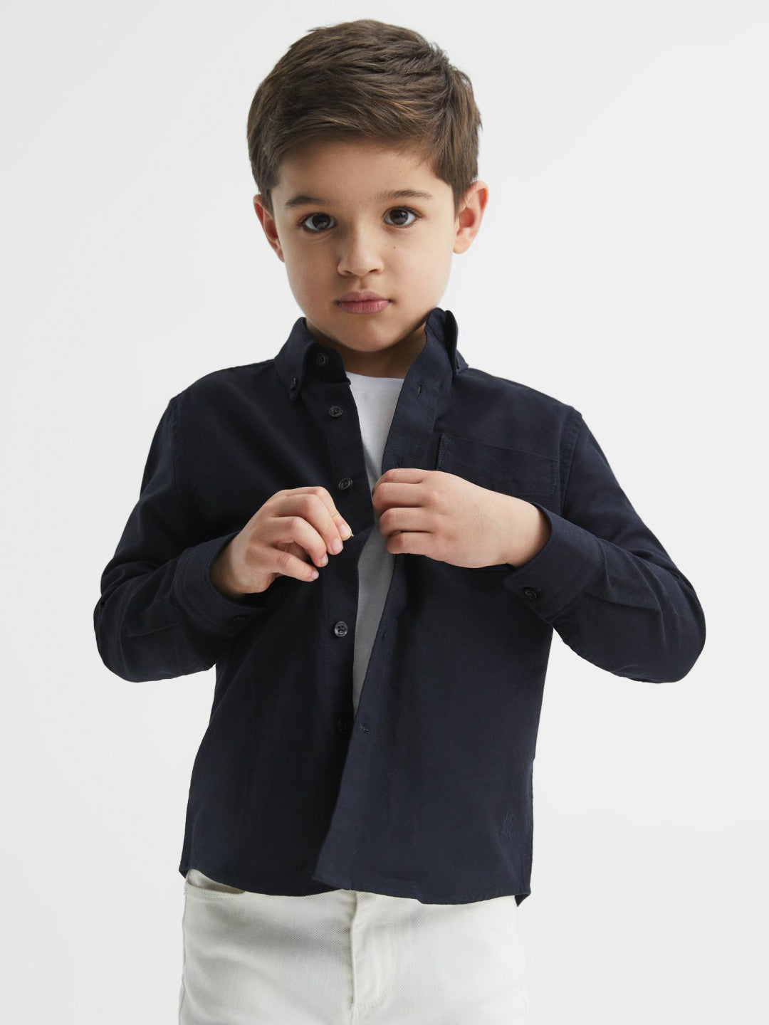 3-9 yrs Button Down Oxford Shirt in Navy | Reiss Children & Baby Featured