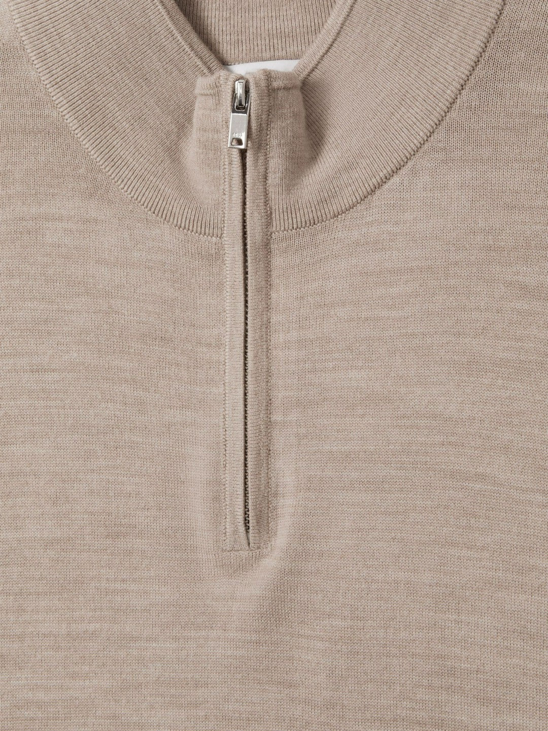 Merino Wool Half-Zip Jumper in Wheat Melange | Reiss Men Exclusive