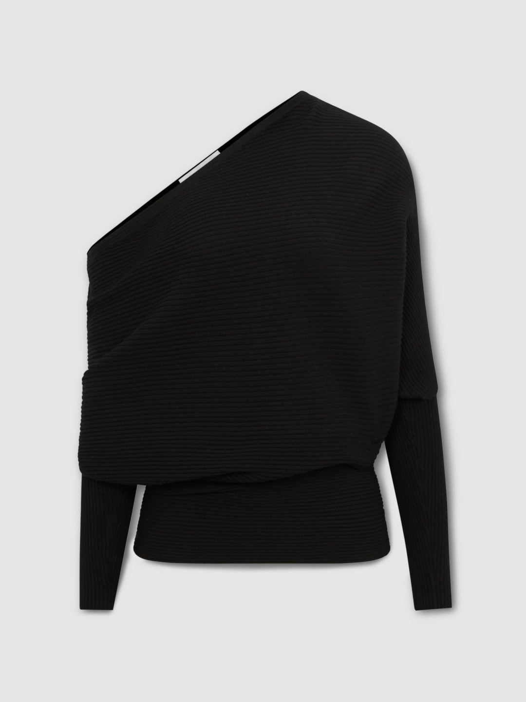 Asymmetric Draped Knitted Jumper in Black | Reiss Women Best Seller