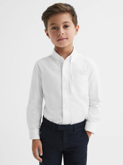13-14 yrs Button Down Oxford Shirt in White | Reiss Children & Baby Trending