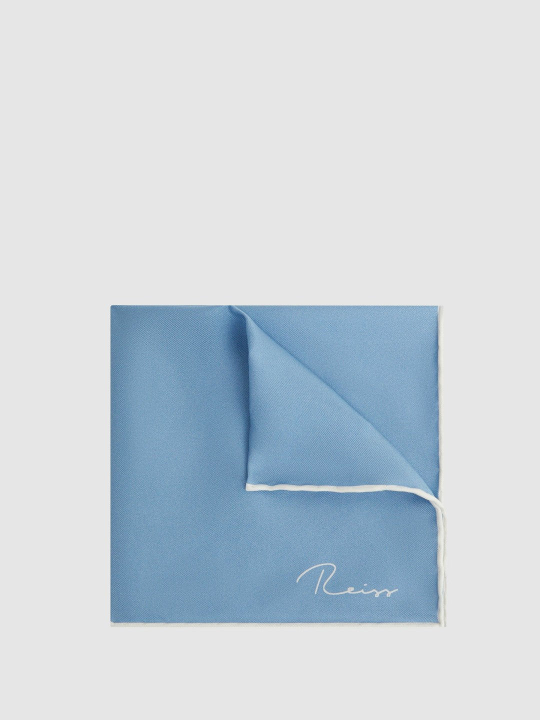 Plain Silk Pocket Square in Soft Blue | Reiss Men Popular