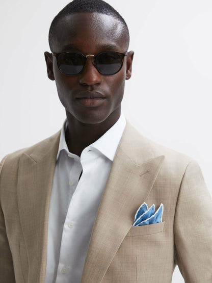 Plain Silk Pocket Square in Soft Blue | Reiss Men Popular