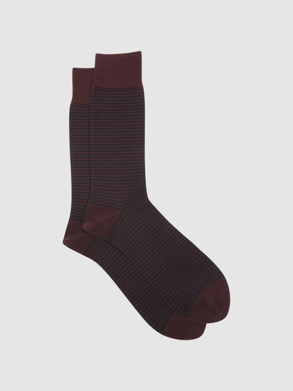 Striped Socks in Bordeaux | Reiss Men Premium