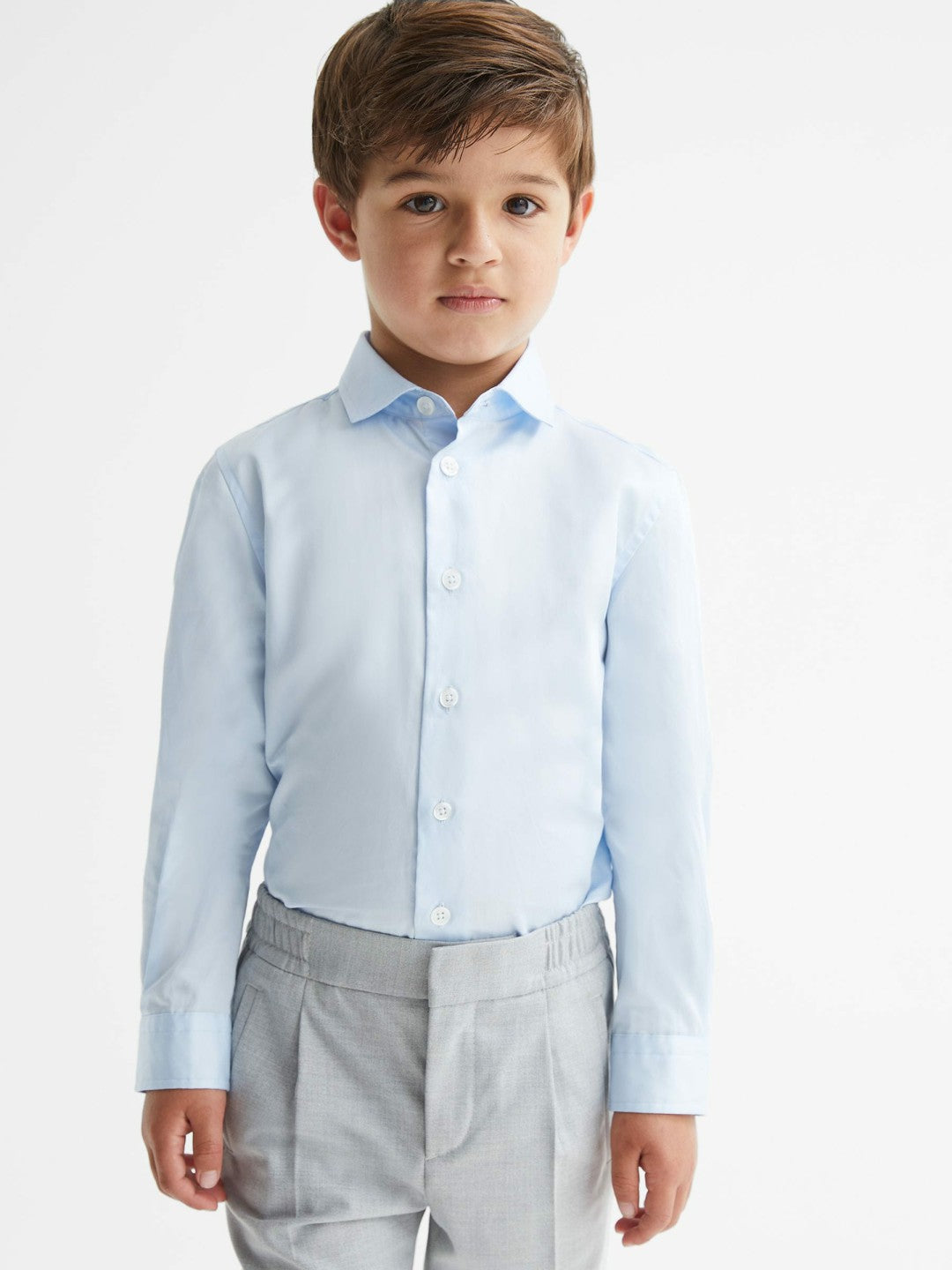 4-9 yrs Slim-Fit Cotton Shirt in Soft Blue | Reiss Children & Baby Best Seller
