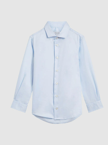 4-9 yrs Slim-Fit Cotton Shirt in Soft Blue | Reiss Children & Baby Best Seller