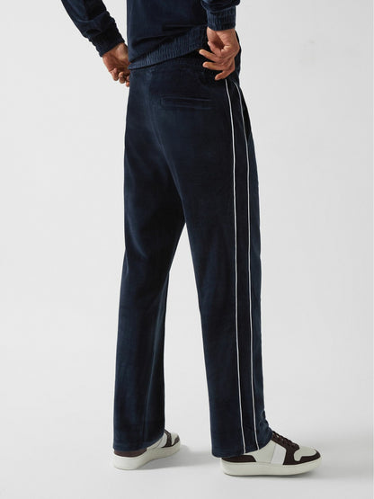 Velour Jogger With Piping in Navy | Reiss Men Signature