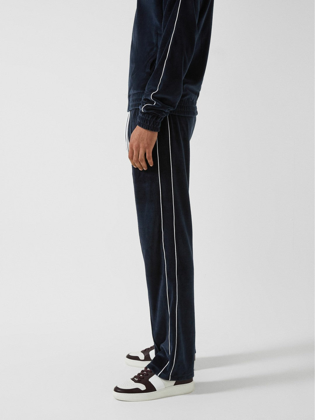 Velour Jogger With Piping in Navy | Reiss Men Signature