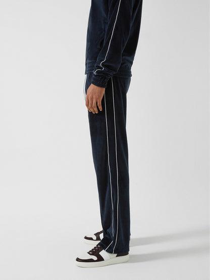 Velour Jogger With Piping in Navy | Reiss Men Signature