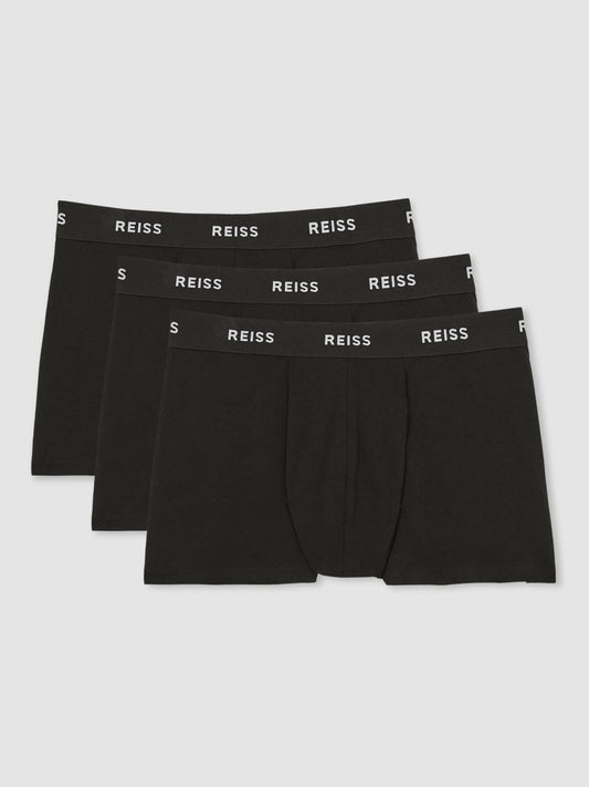 Three Pack Cotton Boxers in Black | Reiss Men Trending