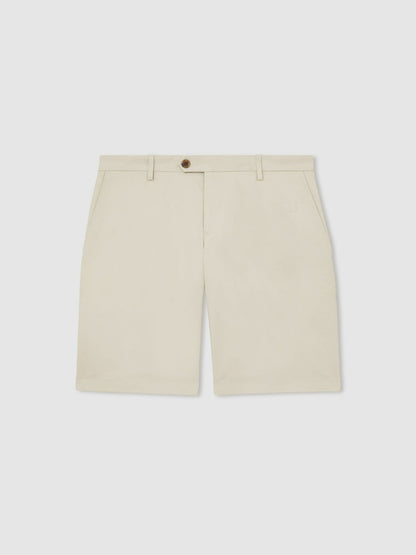 Cotton Chino Shorts With Stretch in Stone | Reiss Men Featured
