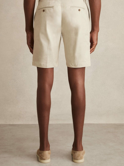 Cotton Chino Shorts With Stretch in Stone | Reiss Men Featured