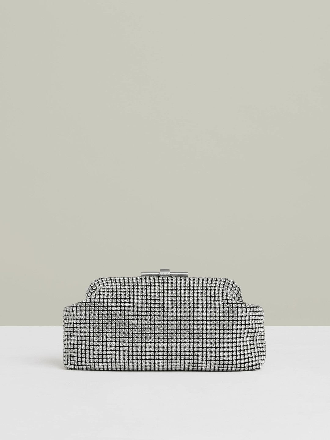 Embellished Clutch Bag in Silver | Reiss Women Exclusive