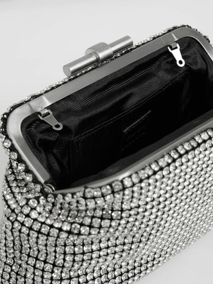 Embellished Clutch Bag in Silver | Reiss Women Exclusive