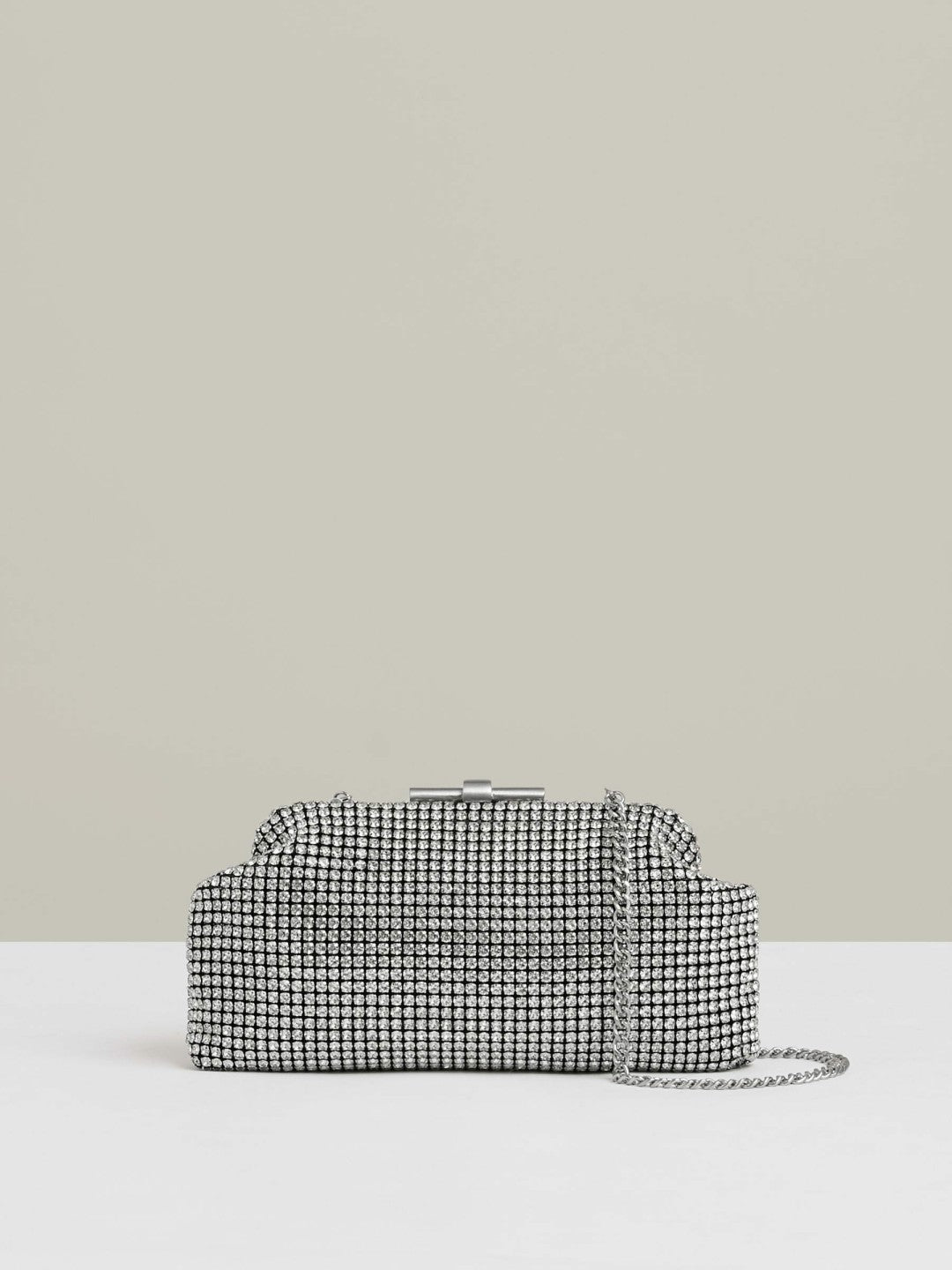 Embellished Clutch Bag in Silver | Reiss Women Exclusive