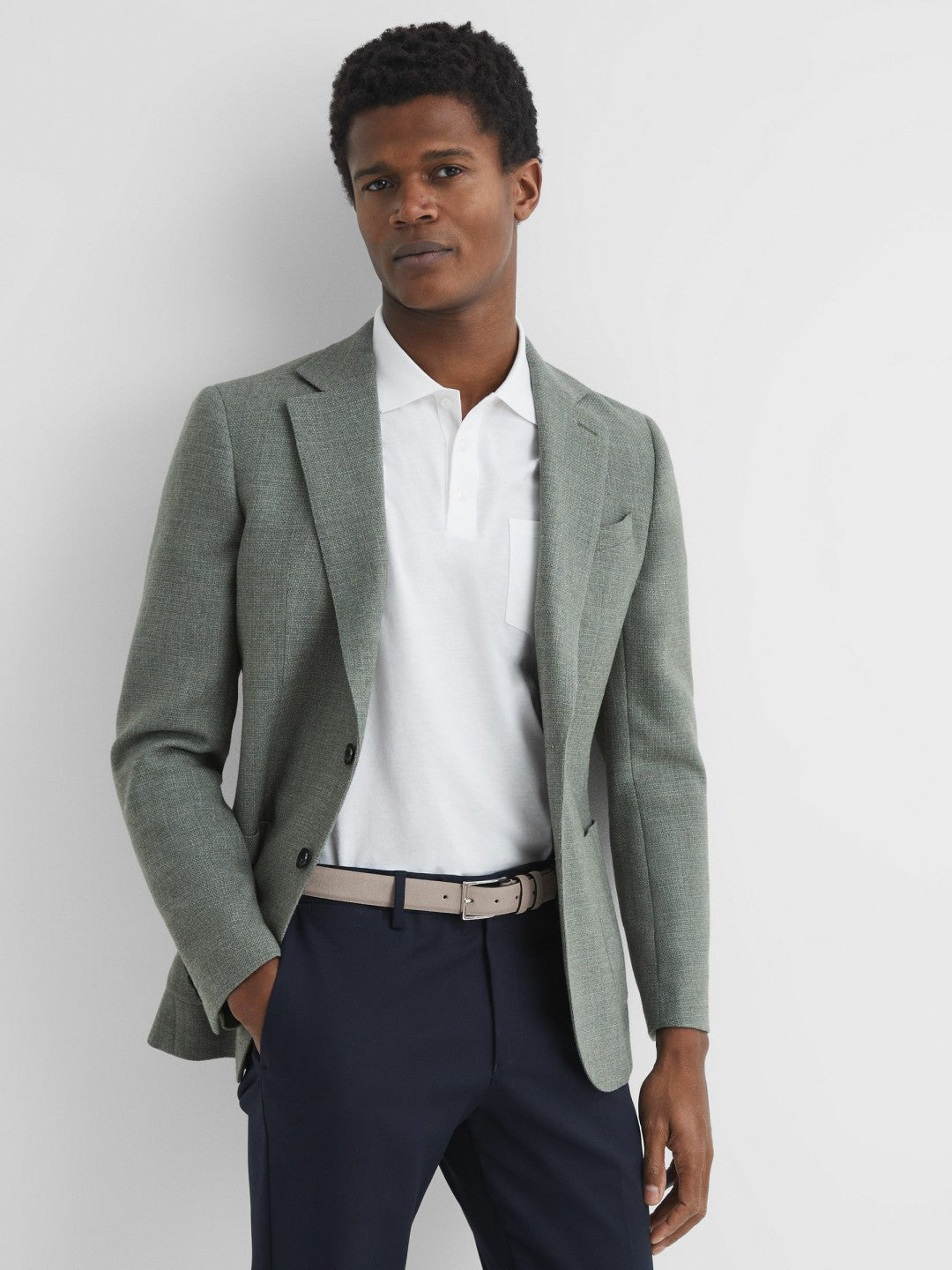 Suede Belt in Stone | Reiss Men Exclusive