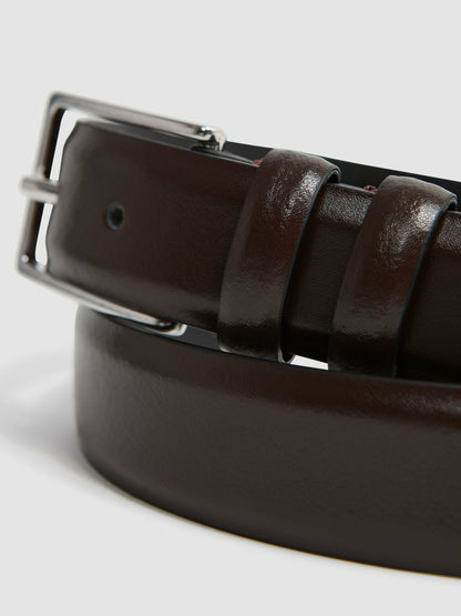 Smooth Leather Belt in Chocolate | Reiss Men Popular