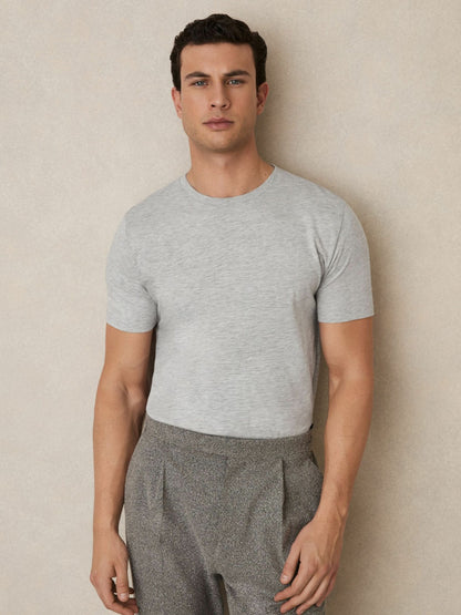 Cotton Crew Neck T-Shirt in Grey Marl | Reiss Men Exclusive
