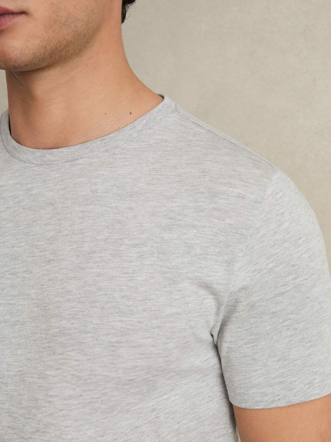 Cotton Crew Neck T-Shirt in Grey Marl | Reiss Men Exclusive