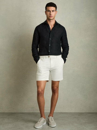 Short Length Casual Chino Shorts in White | Reiss Men Featured