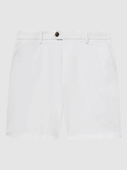 Short Length Casual Chino Shorts in White | Reiss Men Featured