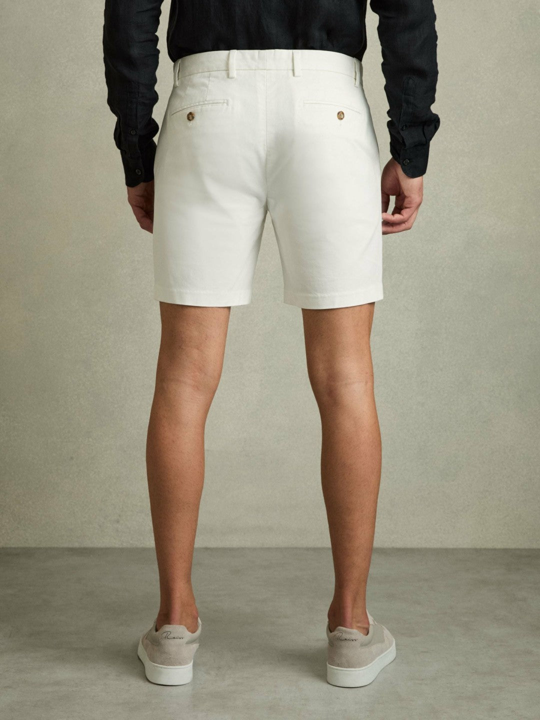 Short Length Casual Chino Shorts in White | Reiss Men Featured