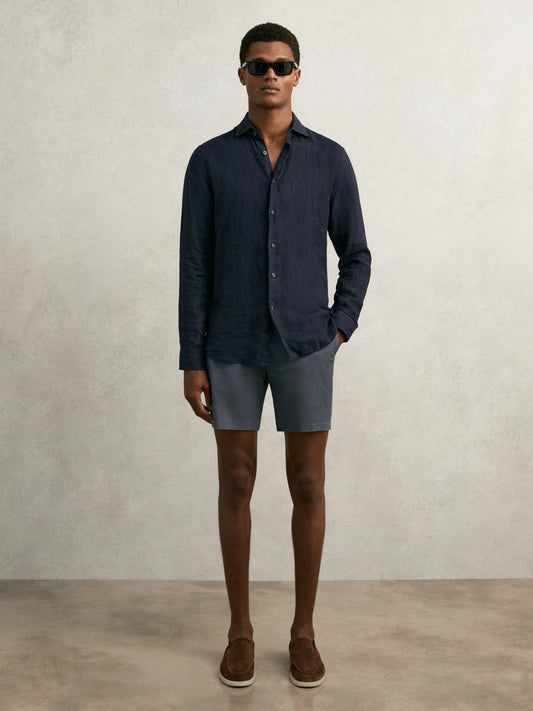 Short Length Casual Chino Shorts in Airforce Blue | Reiss Men Featured
