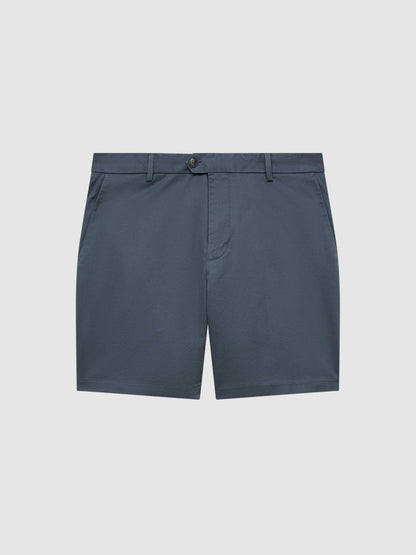 Short Length Casual Chino Shorts in Airforce Blue | Reiss Men Featured