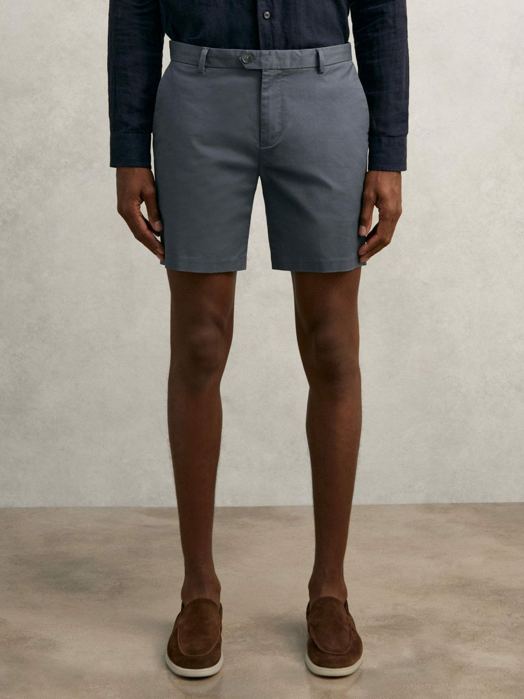 Short Length Casual Chino Shorts in Airforce Blue | Reiss Men Featured