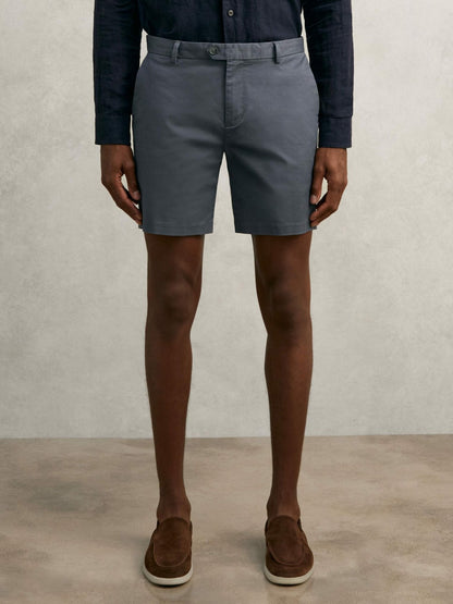 Short Length Casual Chino Shorts in Airforce Blue | Reiss Men Featured