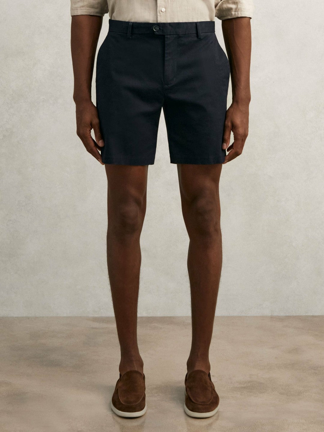 Short Length Casual Chino Shorts in Navy | Reiss Men Signature