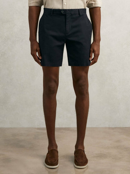 Short Length Casual Chino Shorts in Navy | Reiss Men Signature