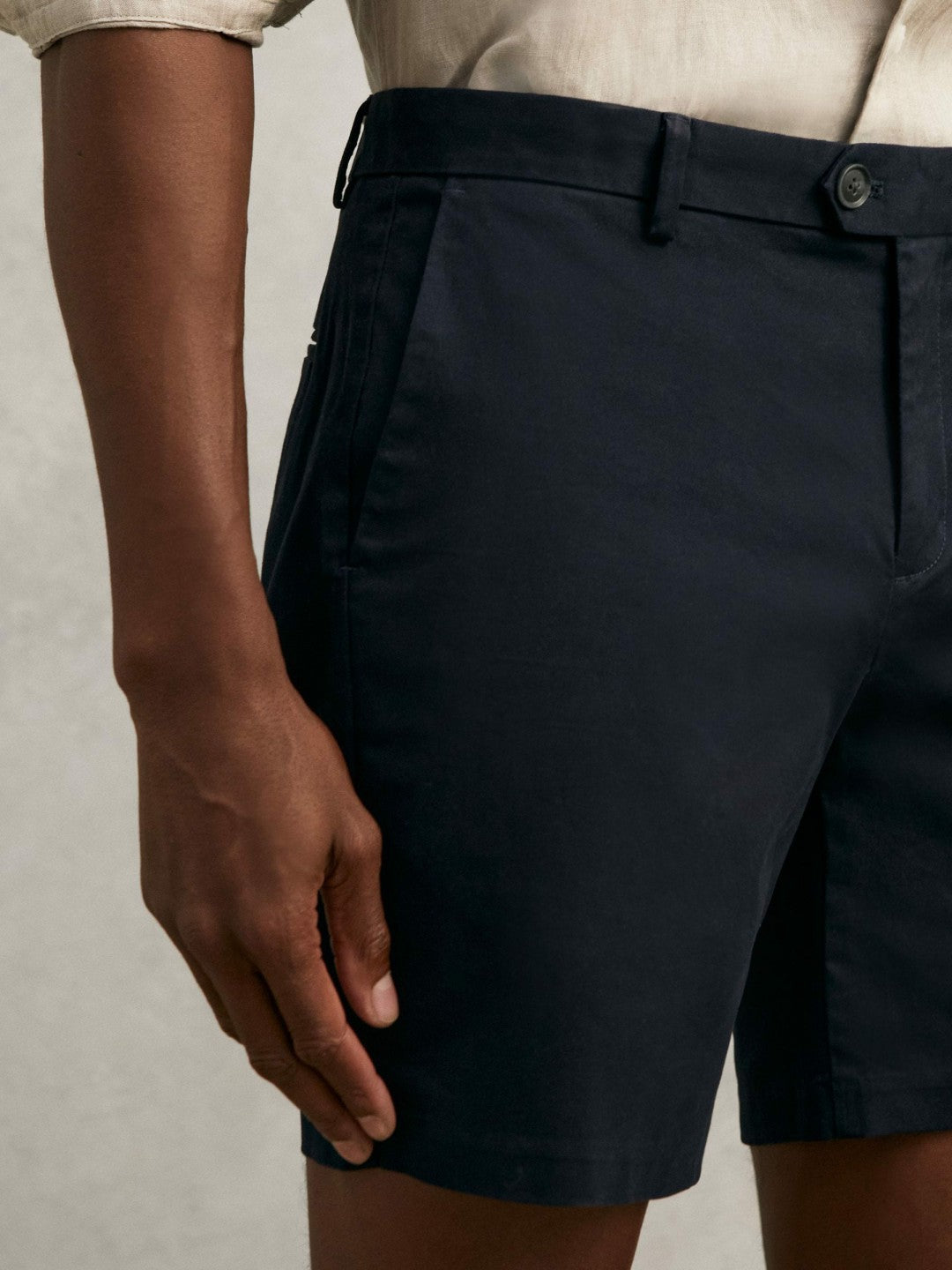 Short Length Casual Chino Shorts in Navy | Reiss Men Signature