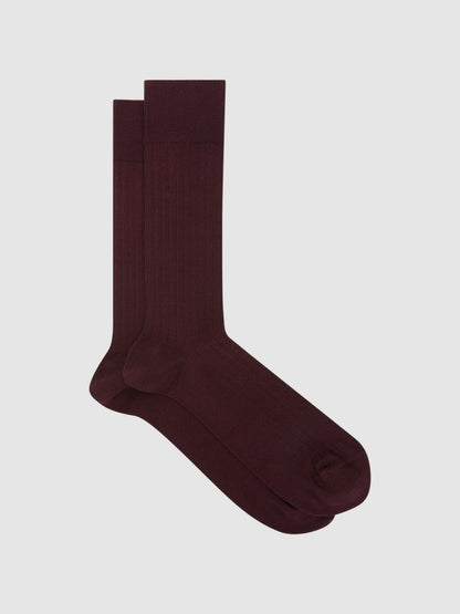 Ribbed Socks in Bordeaux | Reiss Men Featured
