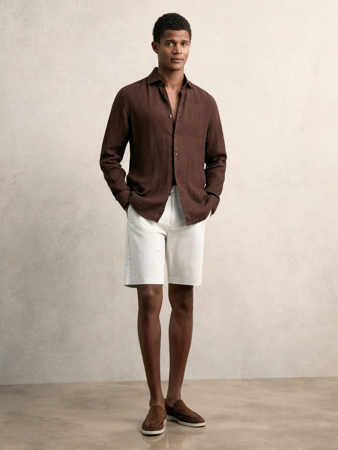 Cotton Chino Shorts with Stretch in Chalk | Reiss Men Best Seller