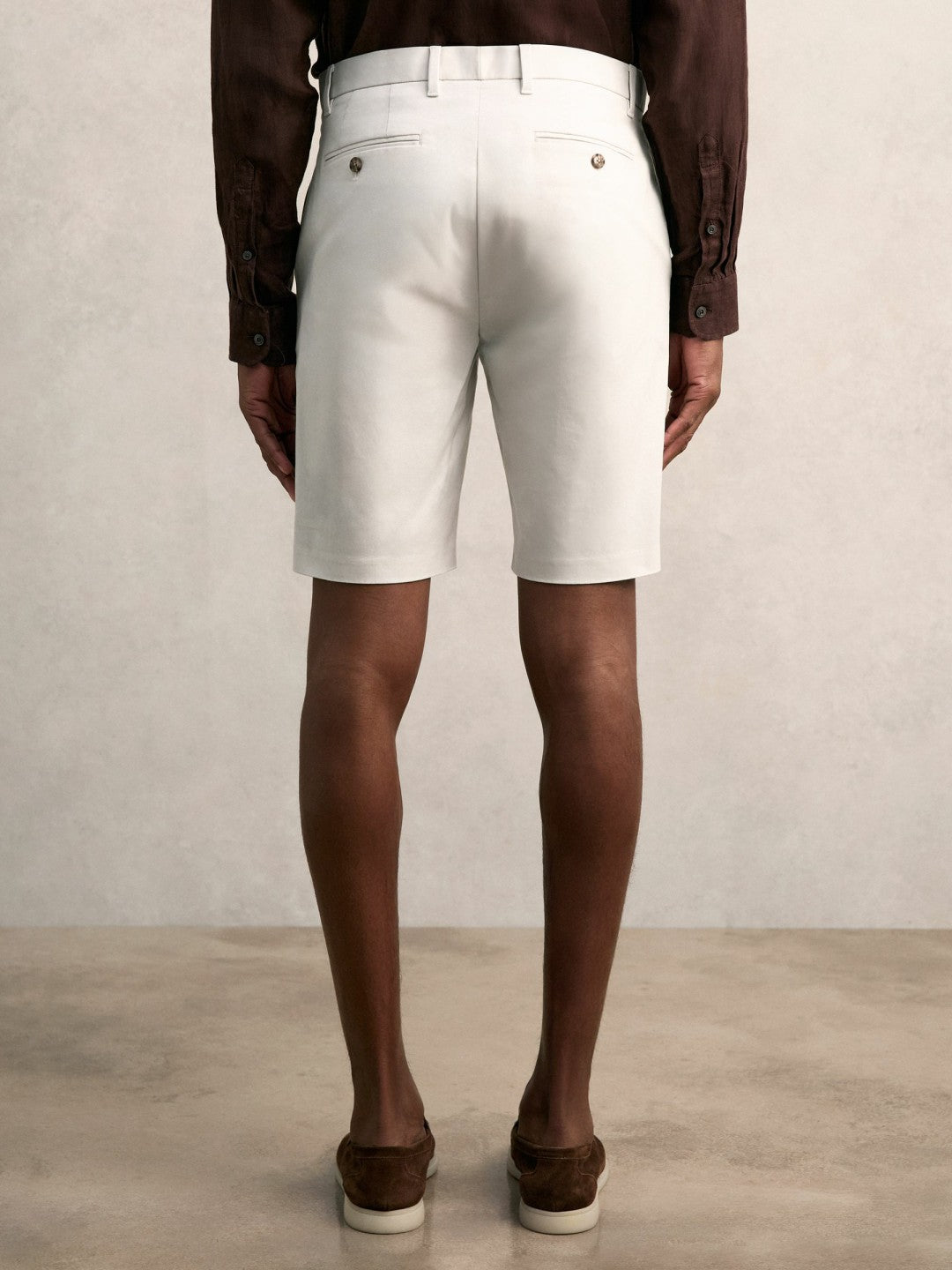 Cotton Chino Shorts with Stretch in Chalk | Reiss Men Best Seller