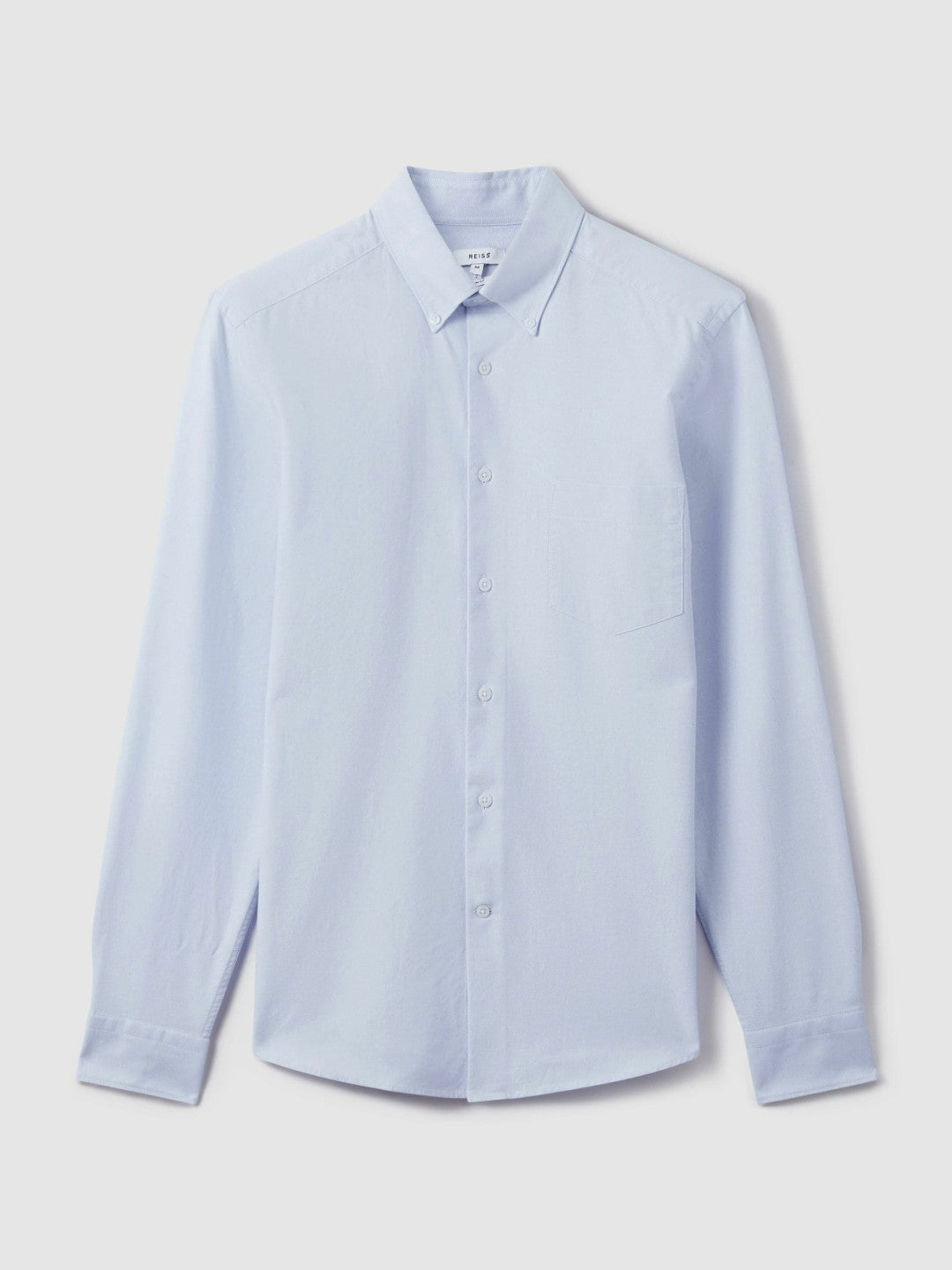 Slim-Fit Button-Down Collar Cotton Oxford Shirt in Soft Blue | Reiss Men Premium