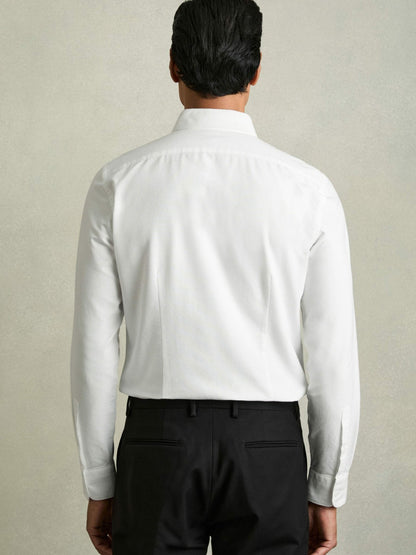 Slim-Fit Button-Down Collar Cotton Oxford Shirt in White | Reiss Men New
