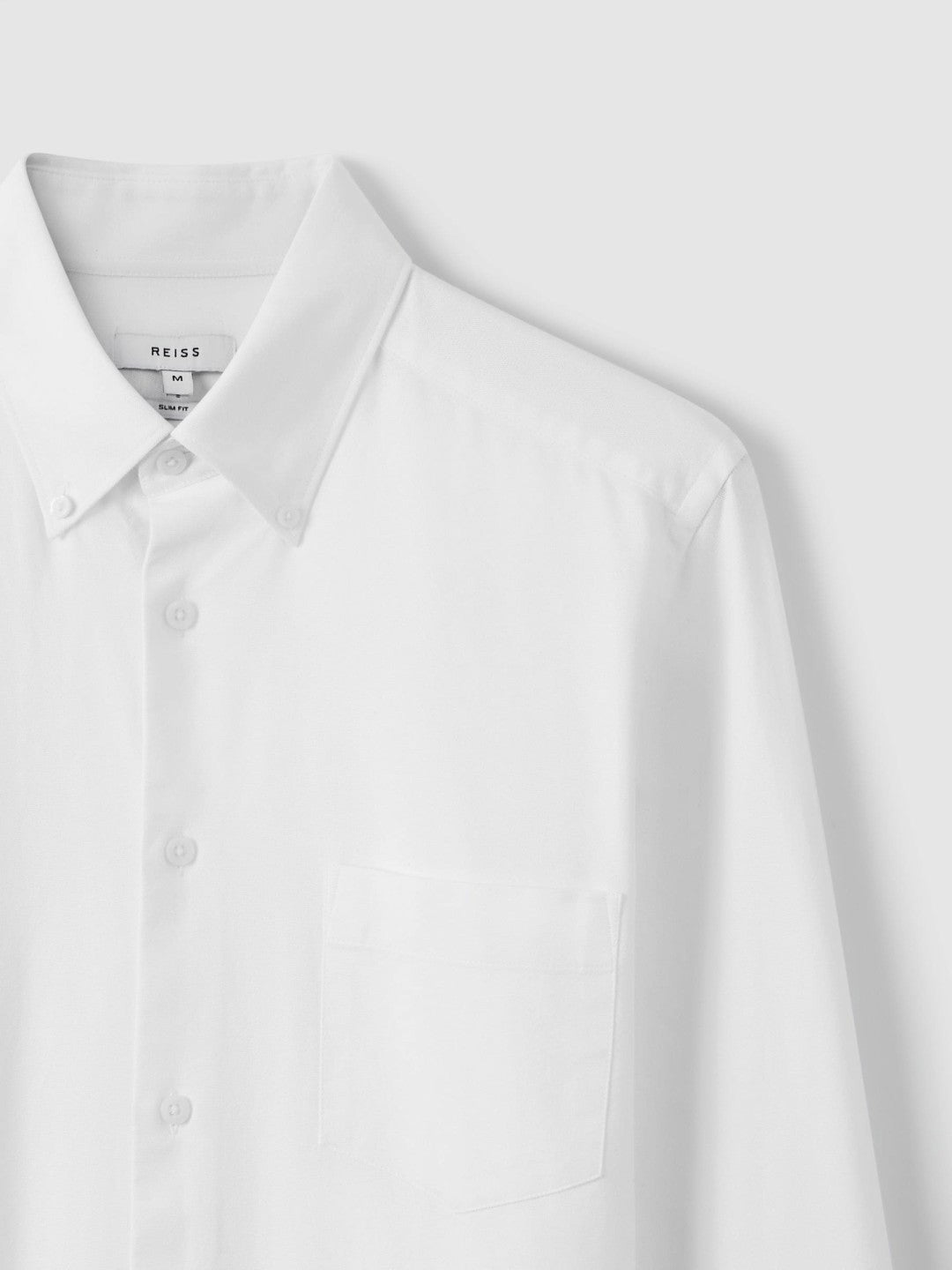 Slim-Fit Button-Down Collar Cotton Oxford Shirt in White | Reiss Men New
