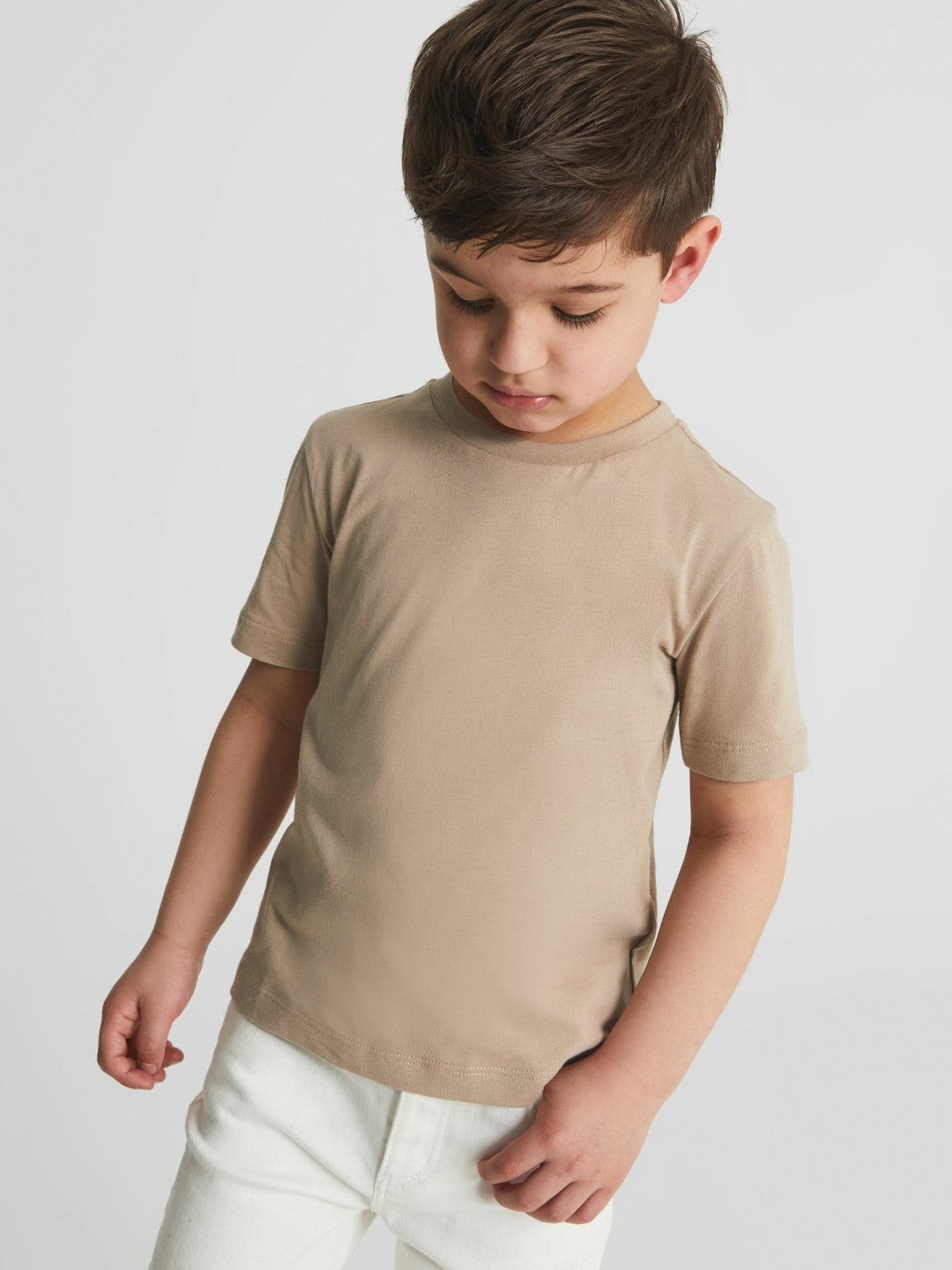 9-13 yrs Crew Neck T-Shirt in Stone | Reiss Children & Baby Recommended